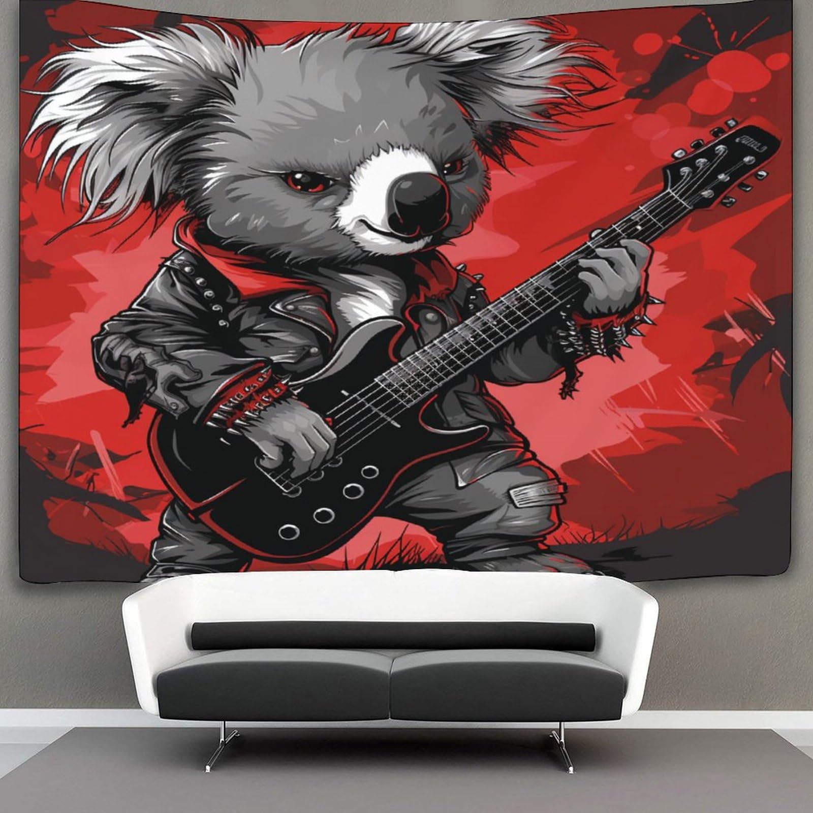 kaiyun 70cmx100cm Tapestry Koala Playing Guitar Tapestries Animal 3D Printing Wall Hanging Home Decorations