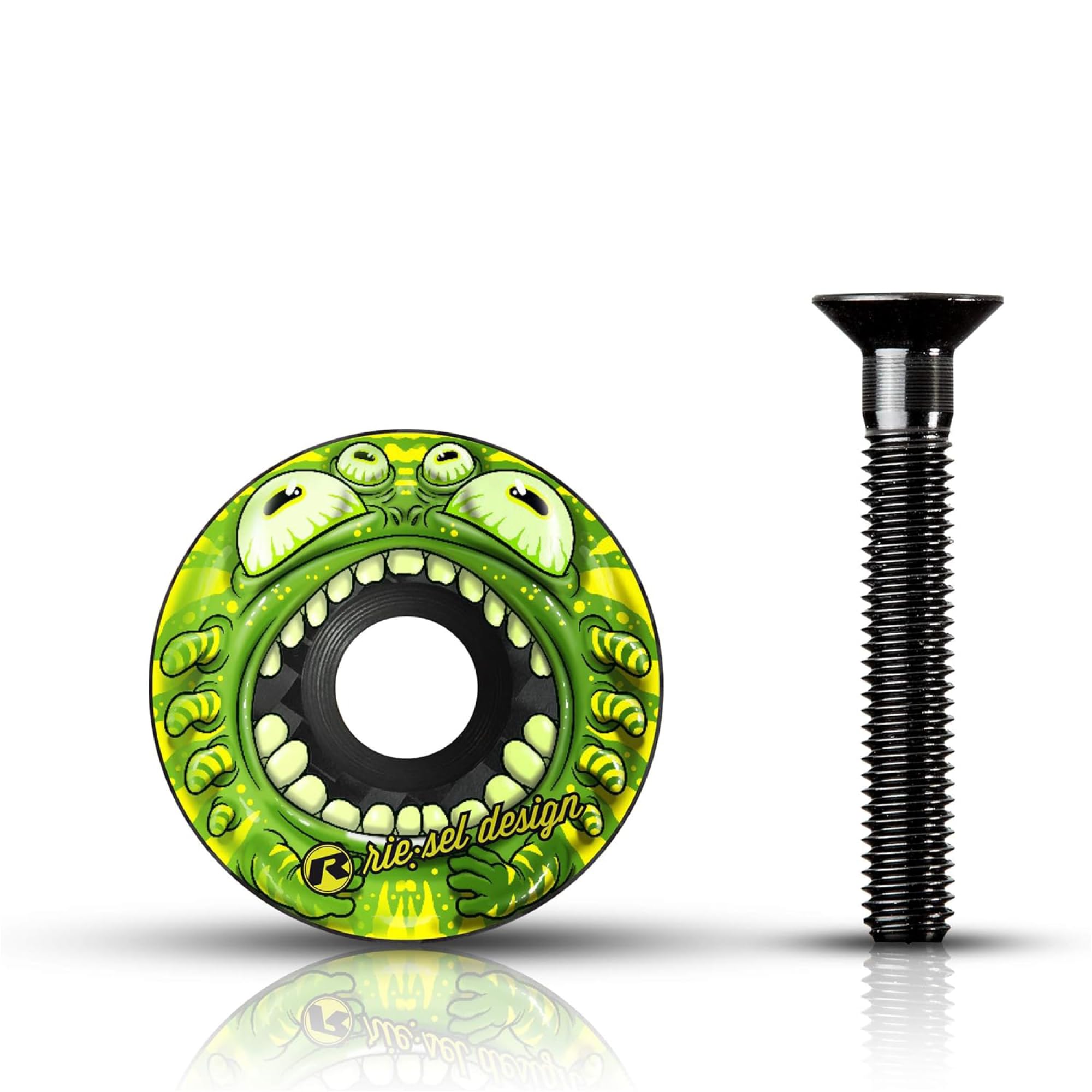 Riesel Design - STEM Cap - Top of the Range Carbon Bike Steering Cap + Anodised Aluminium Screw - 6 g Size 1 1/8 Inch - Monster Green