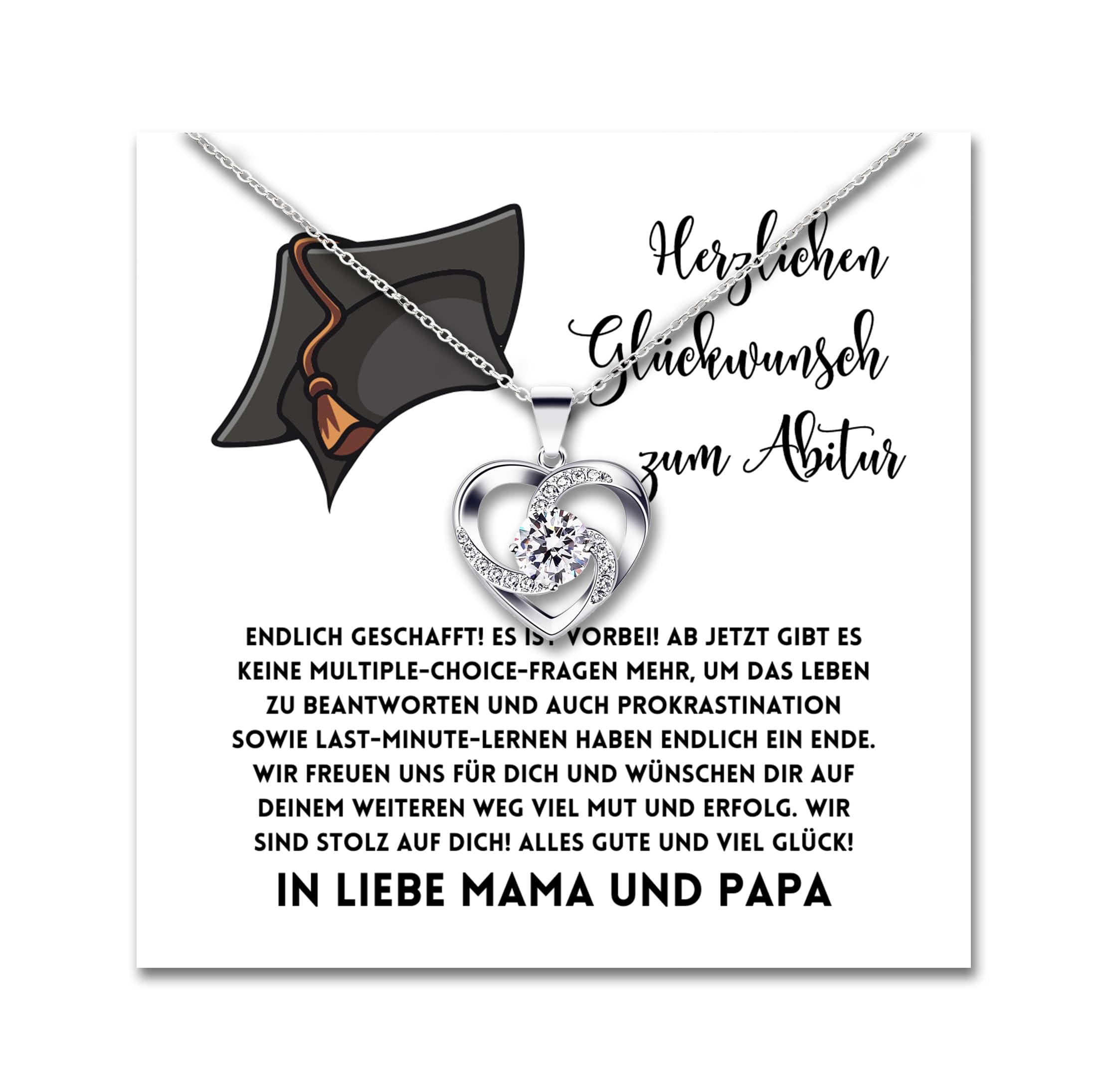 2026 Abitur Halskette Geschenk mit personalisierter Nachrichtenkarte zum bestandenen Schulabschluss Kette für Mädchen, Tochter, Nichte und Enkelkind Abitur 2025 Geschenke