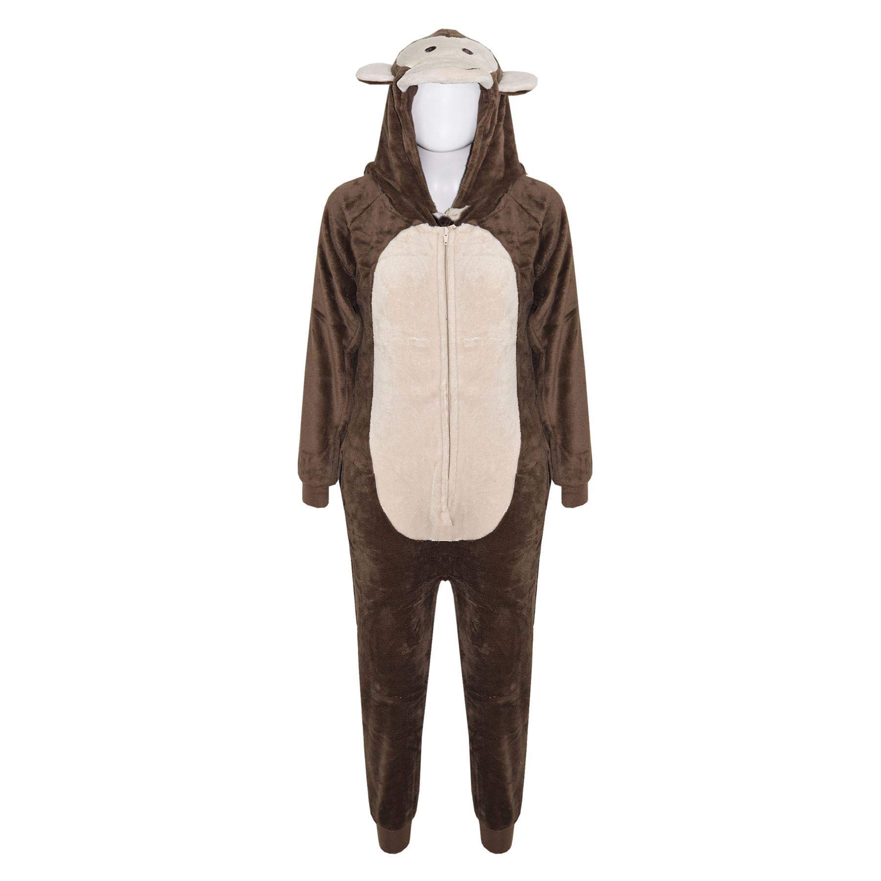 A2Z 4 Enfants Filles Garçons Singe Costume Jumpsuits Doux Peluche Toison Combishort Enfants Animal Encapuchonné Combinaison De Nuit Une Pièce Cosplay Costume Xmas Pyjamas Âge 3-14 Ans