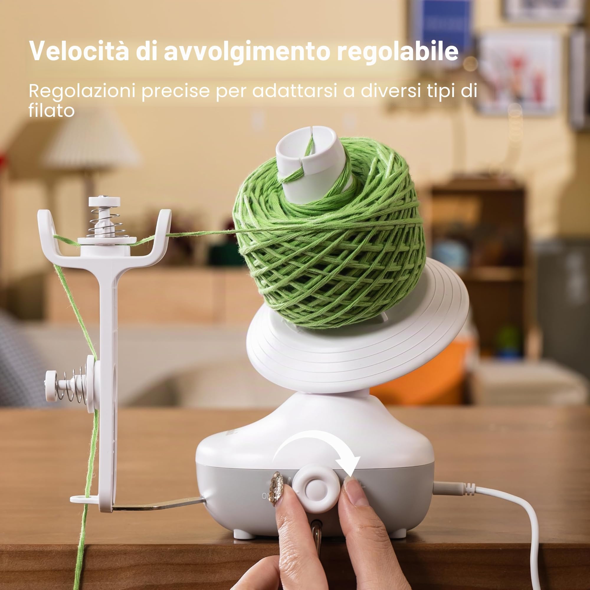 Avvolgitore di filati, avvolgitore elettrico di gomitoli per l'uncinetto, avvolgitore compatto di torte di filati con forte tensione a velocità costante, avvolgitore automatico di lana