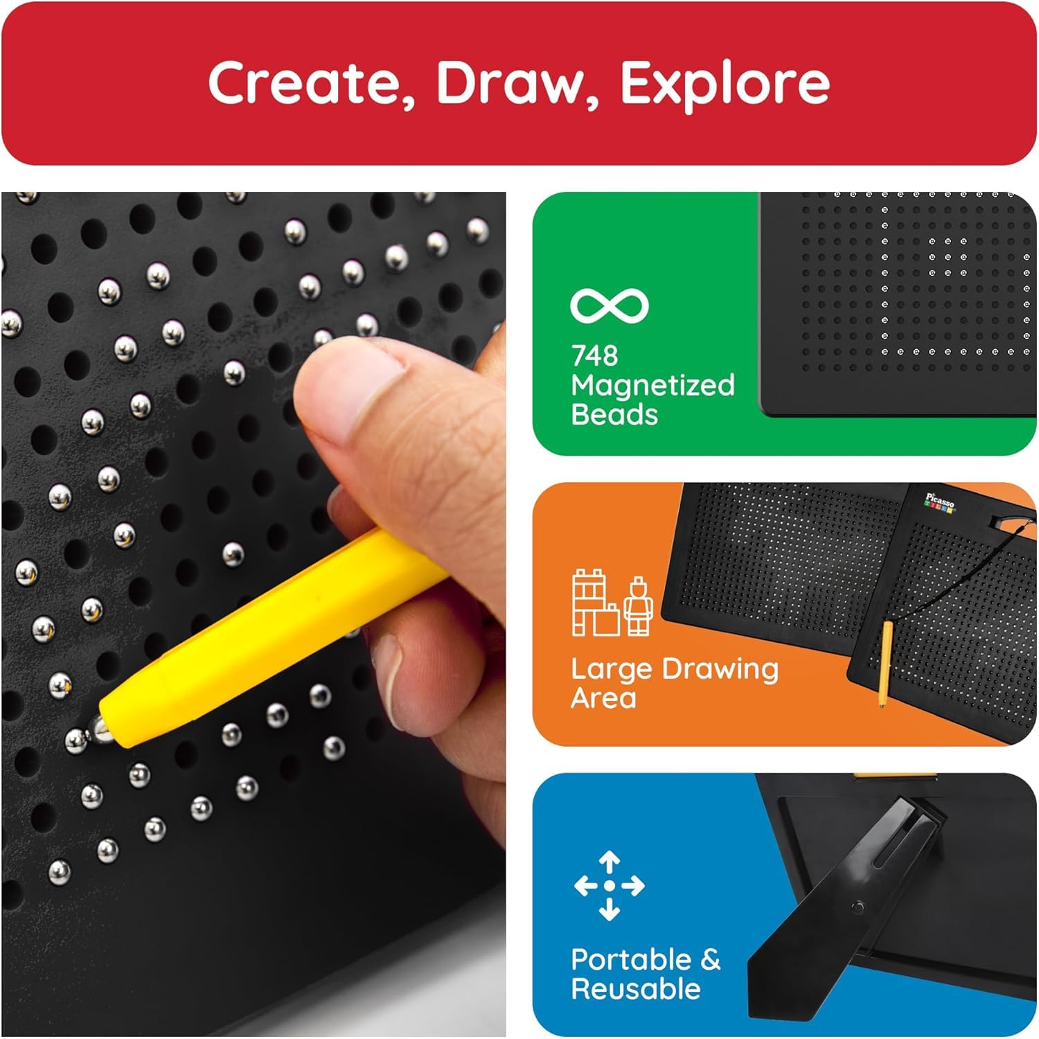 Tablero Magnético De Dibujo Con Bolígrafo – Juguete Educativo Sin Tinta Para Niños, Borrable Y Reutilizable, Ideal Para Viajes Y Regalos