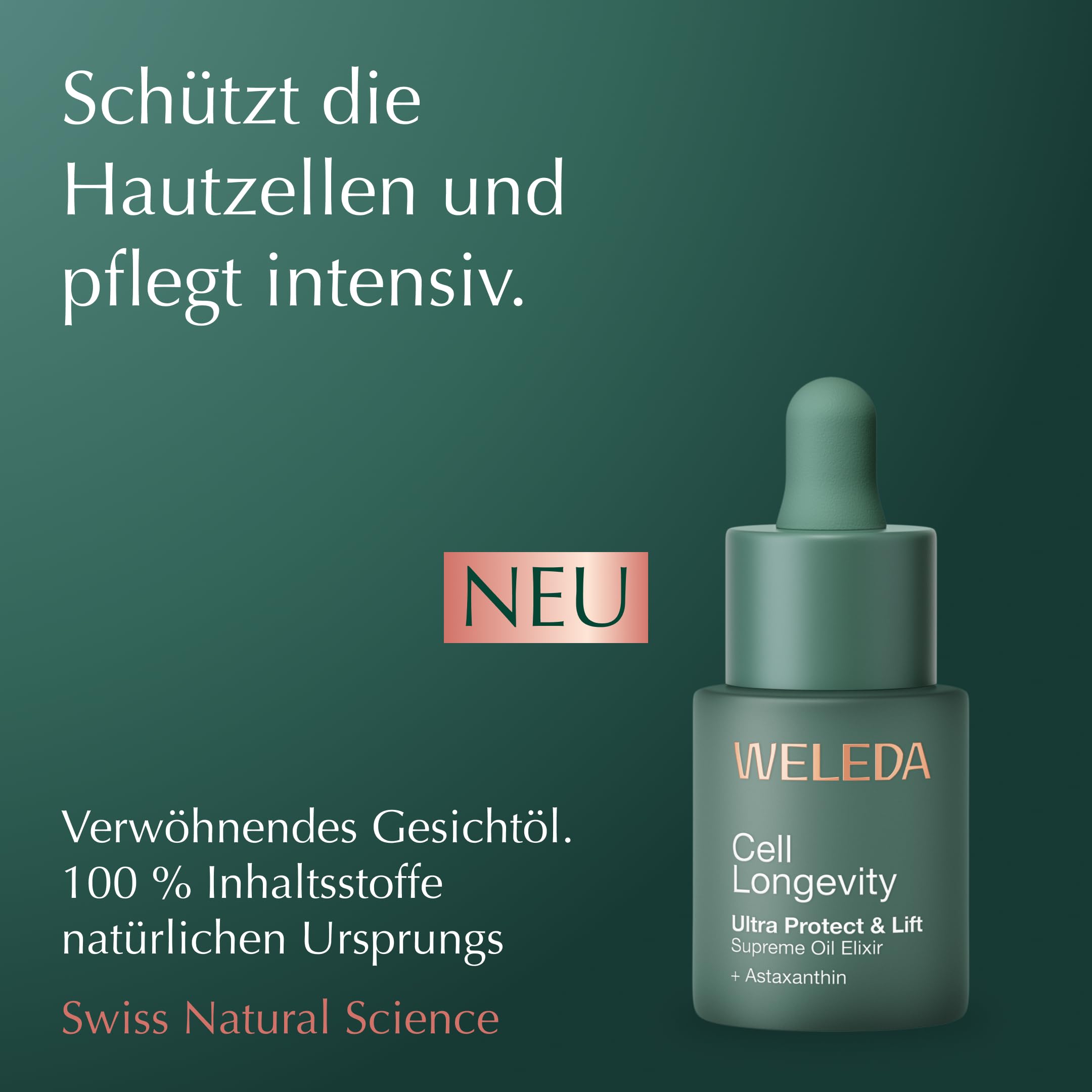 WELEDA Cell Longevity Ultra Protect & Lift Supreme Oil Elixir - Gesichtspflege Gesichtsöl mit Astaxanthin & Avocado Öl verleiht einen jugendlichen Glow & strafft (Naturkosmetik, vegan, 20ml)