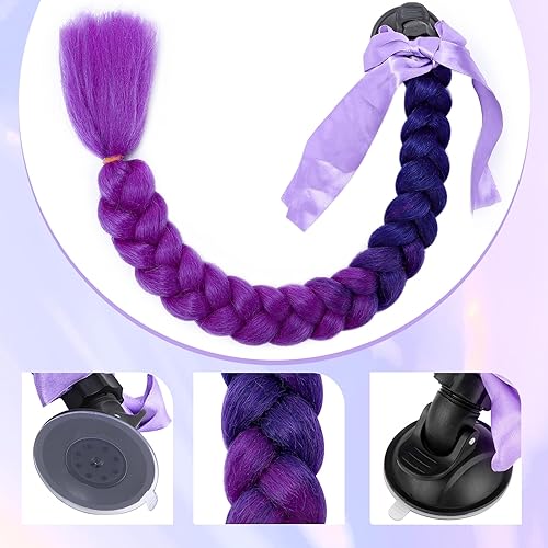 Miniatura 4 de Trenzas para casco de motocicleta con ventosa desmontable con lazo, casco de bicicleta, colas de caballo, cola de caballo, decoración