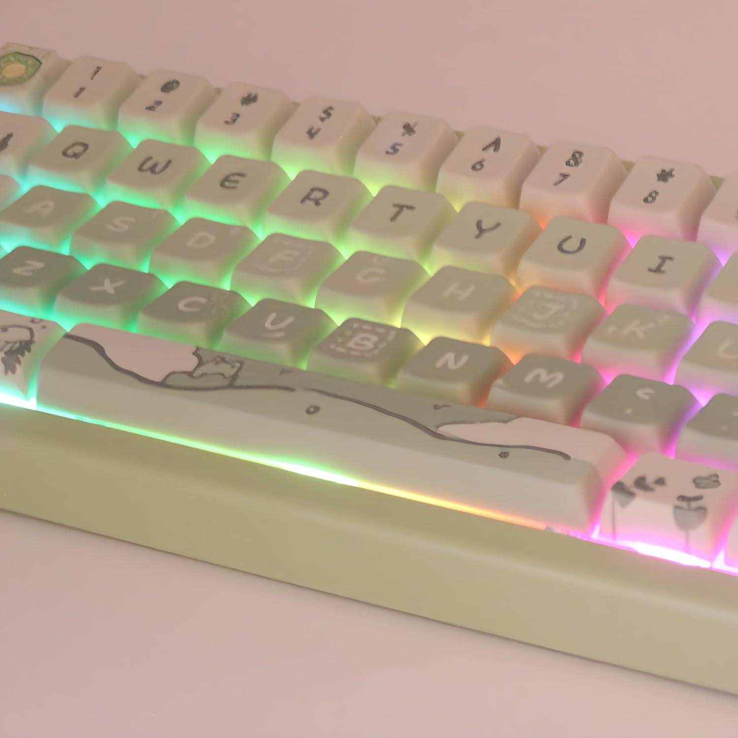 Frog Cute Keycaps MDA Profile Custom PBT Green Keycap for Mechanical Keyboard,148 Keys Dye-Sub Cute Keycaps (Green Frog)