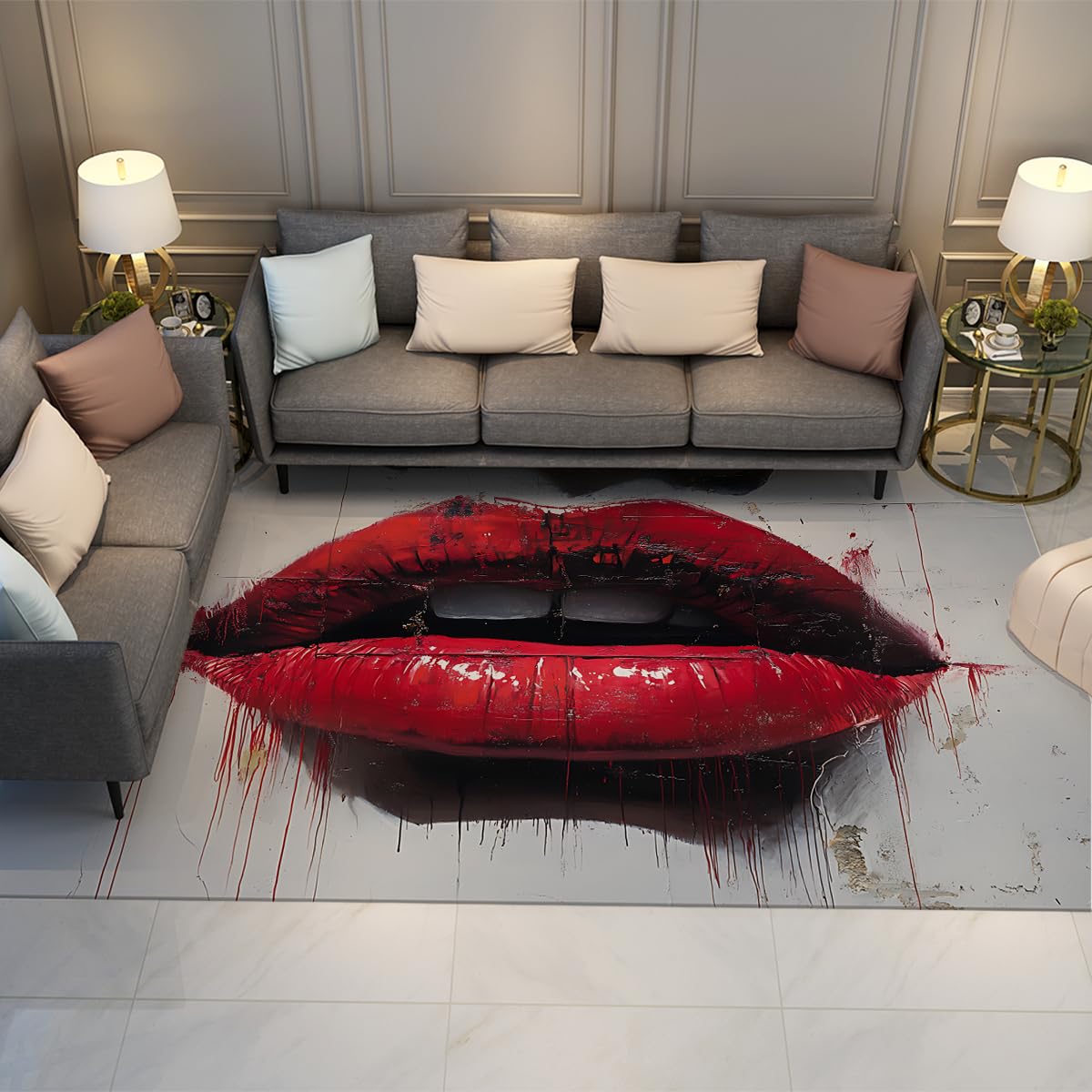 Tapis abstraits modernes facile à nettoyer pour grand salon moderne