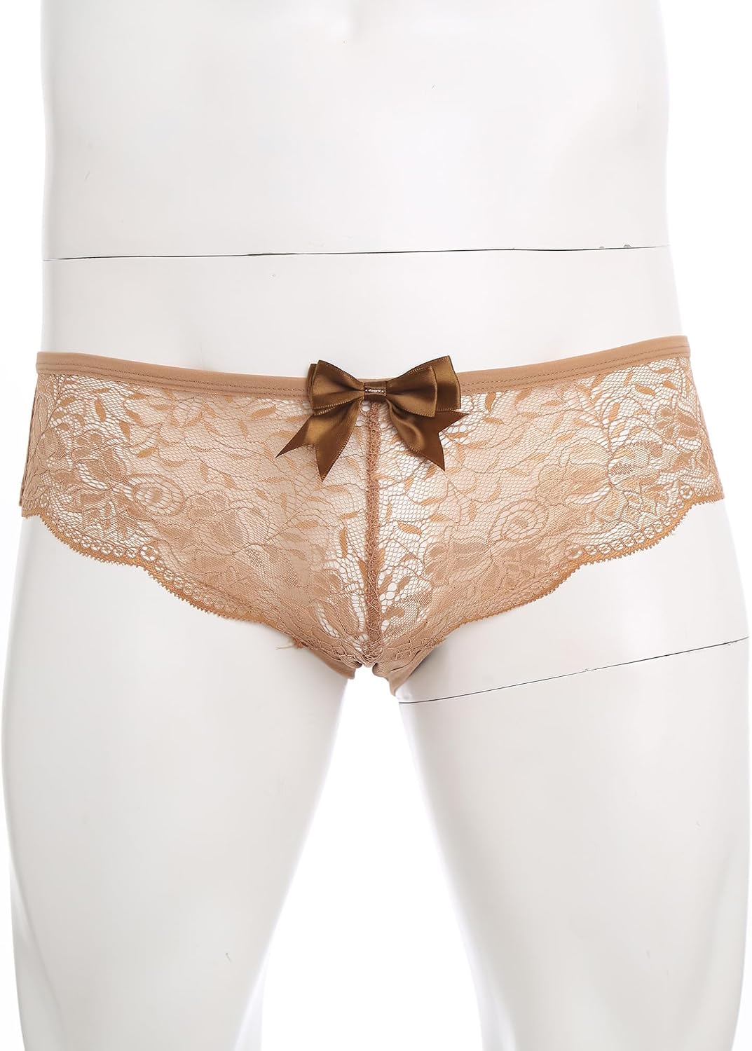 YiZYiF Mens Drag Queen Night Club Lingerie Sissy Floral Lace Briefs Closed/Opened Crotch Showing Butt