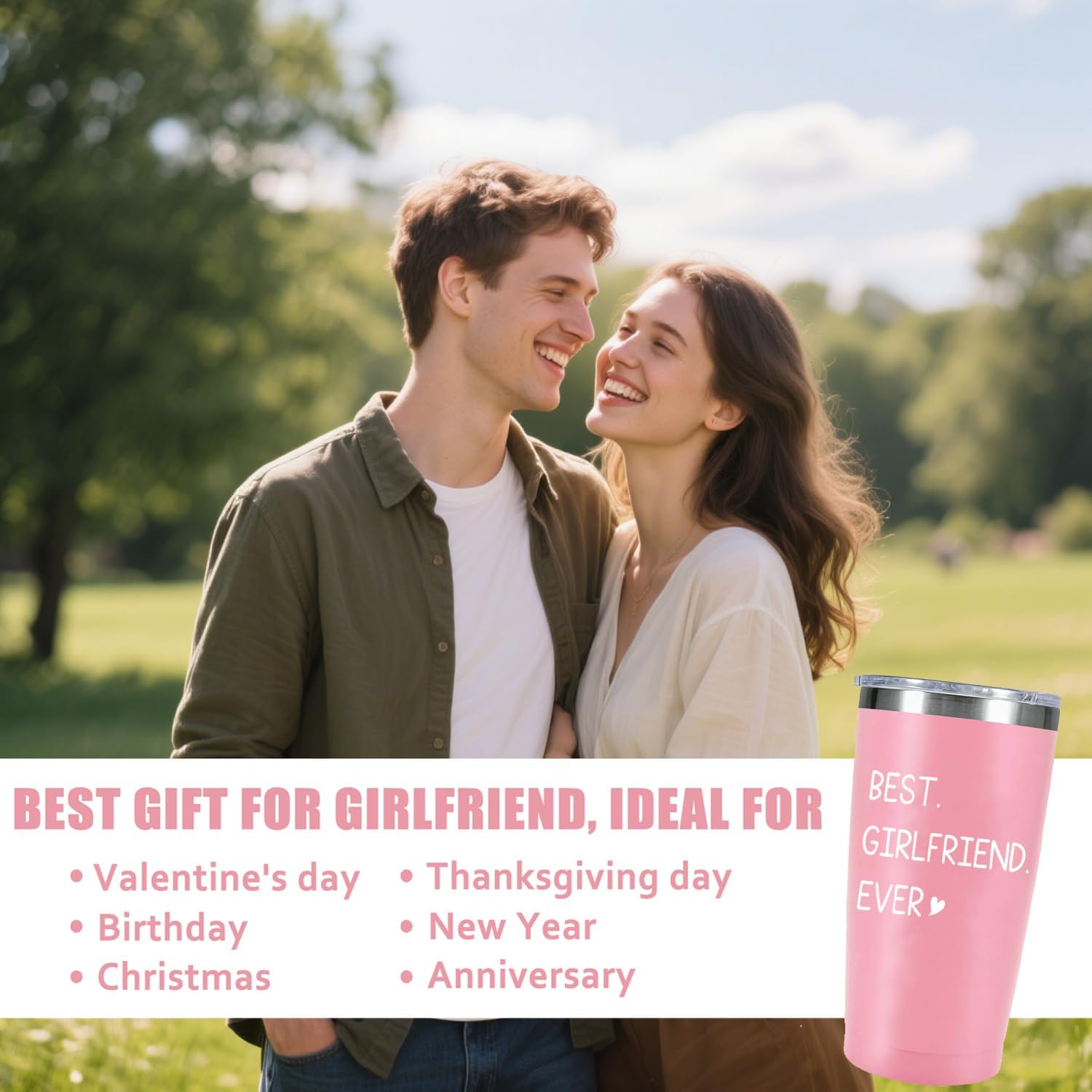 Waldeal Best Girlfriend Ever Tumbler 20 Oz - Valentines Day Gifts for Her, Christmas, Anniversary, Birthday Gift Ideas, Stainless Steel Vacuum Insulated Travel Mug, Pink - Image 5