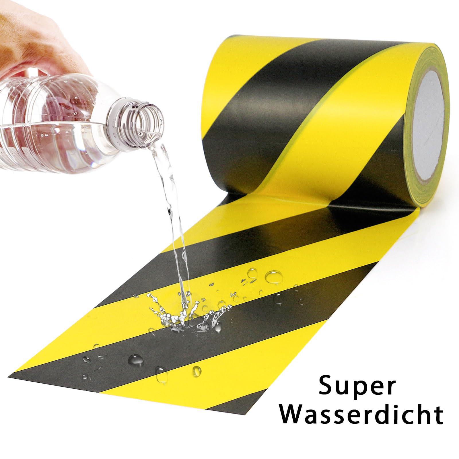 BOMEI PACK Warnklebeband Gelb Schwarz Warnband Gefahr Warnung PVC Für Bodenkennzeichnungen 150mmx33m