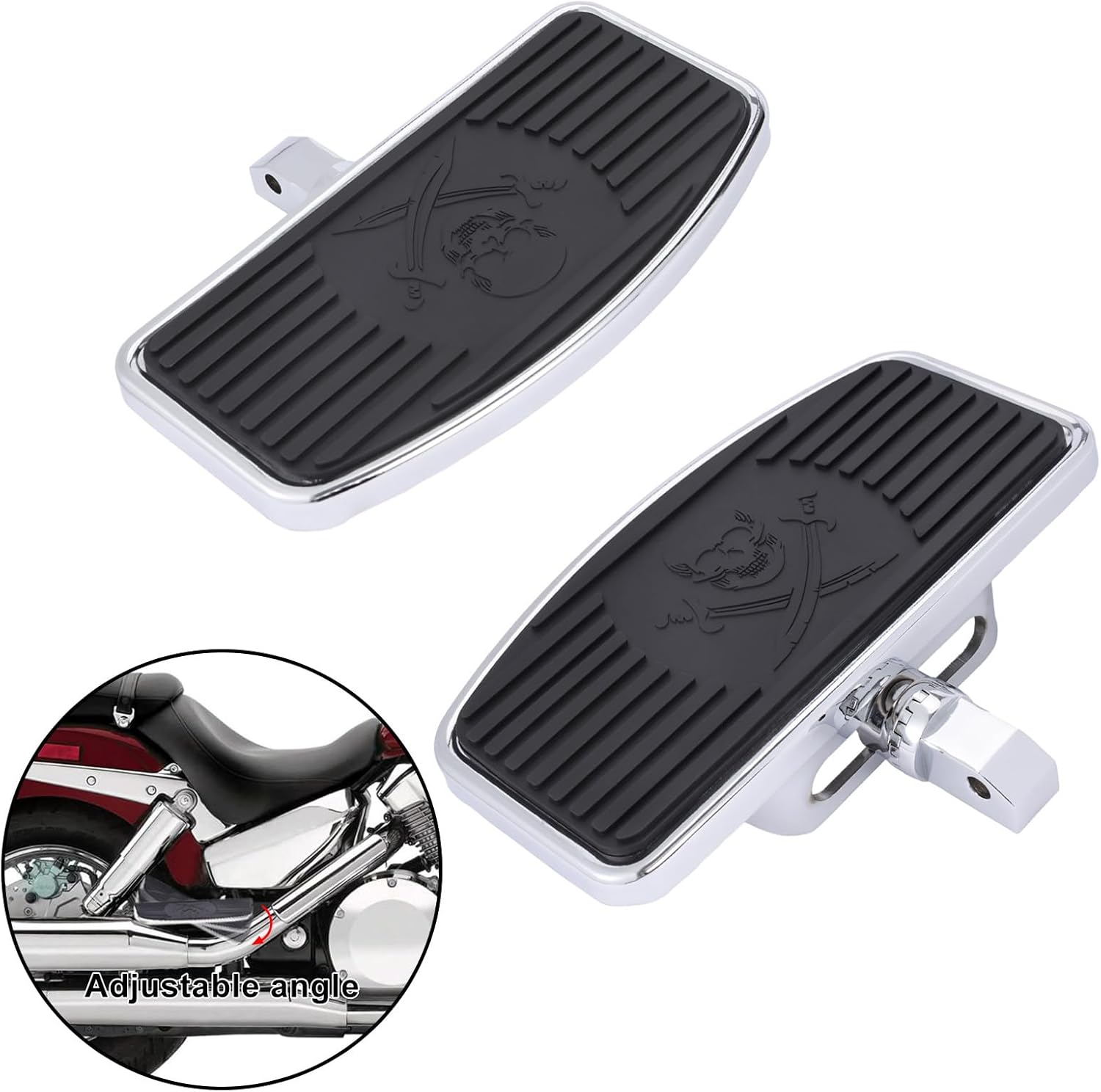 Adjustable Motorcycle Floorboards, Rear Passenger Floorboard Foot Pegs Fit for Suzuki VL400 VL800 C50 Pair Honda VTX1300 VTX1800 Yamaha Vstar Dragstar 400 650 V-Max XV125