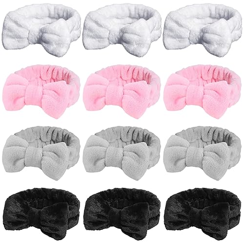 JenPen 24 diademas faciales de spa a granel con lazo suave, toalla elástica para el cuidado de la piel, diademas de microfibra de forro polar coral