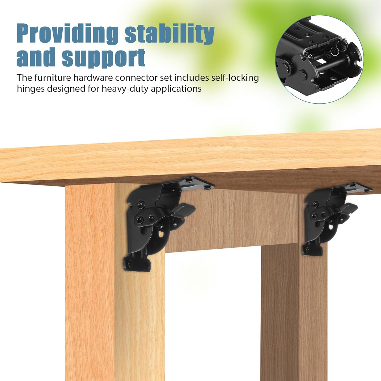 Operitacx 4-Pack Furniture Connectors with Self-Lock Cam Hinges 2.68 X 2.2 Inch Metal Folding Brackets for Cabinet Hardware Space-Saving Furniture Assembly and Shelves