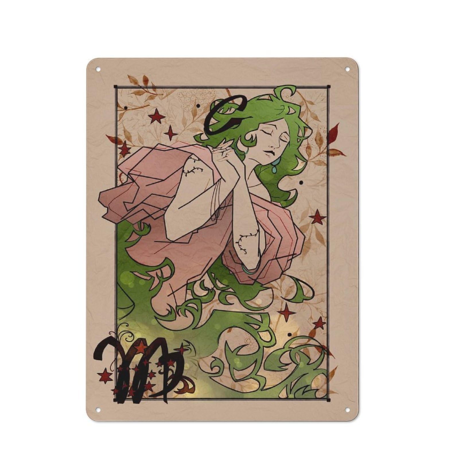 Urban Decorative Metal Plaque 40x30cm Featuring Virgo Personification, Loft Wall Plaque for Loft, Studio, Office Or Creative Room