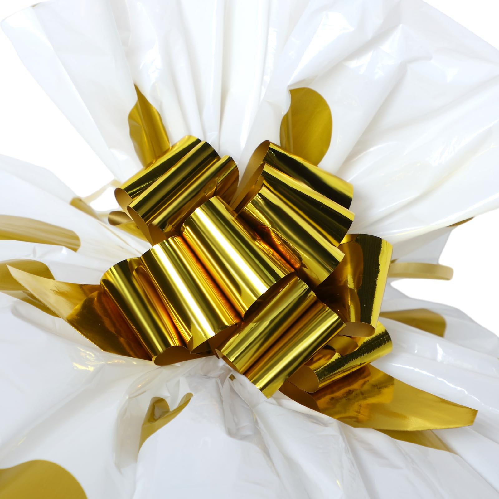 Fulmoon 4 Pcs 48 Inch Jumbo Gift Bag Golden Extra Large Bags with Pull Flowers, Plastic Giant Gift Oversized Wrapping for Graduation Wedding Birthday Baby Shower(Gold)
