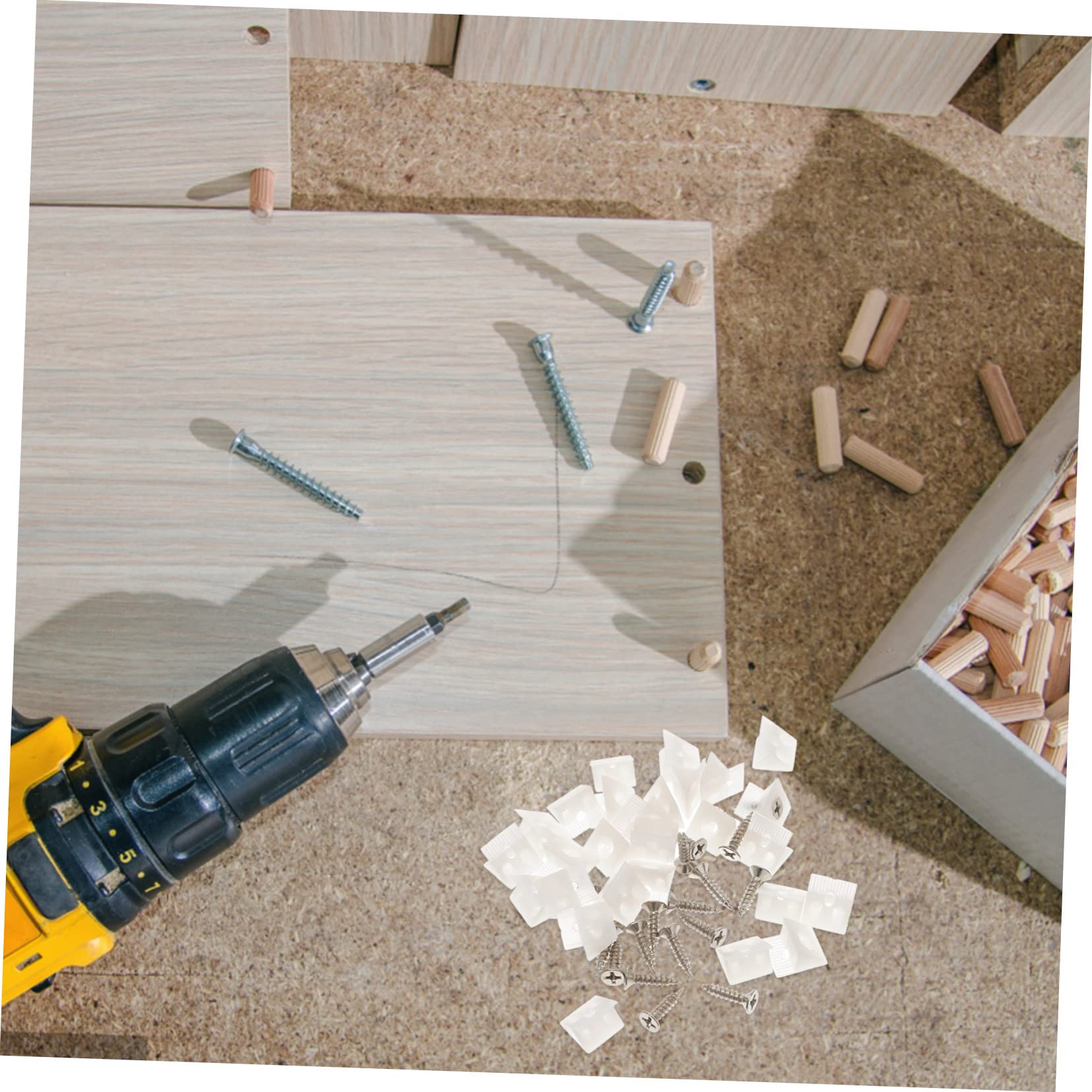 ARTIBETTER 3sets Furniture Chest Drawer Bottom Corner Braces Easy Install White 100pcs*3