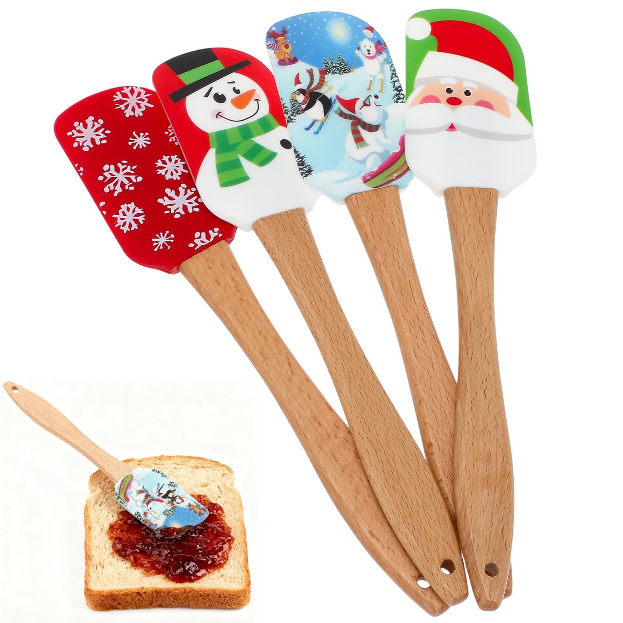 Operitacx 8 StüCk Silicone Teigschaber Weihnachten, Teigspachtel Silikon Spatel Klein HitzebestäNdige FüR Butter, KäSe, Sahne