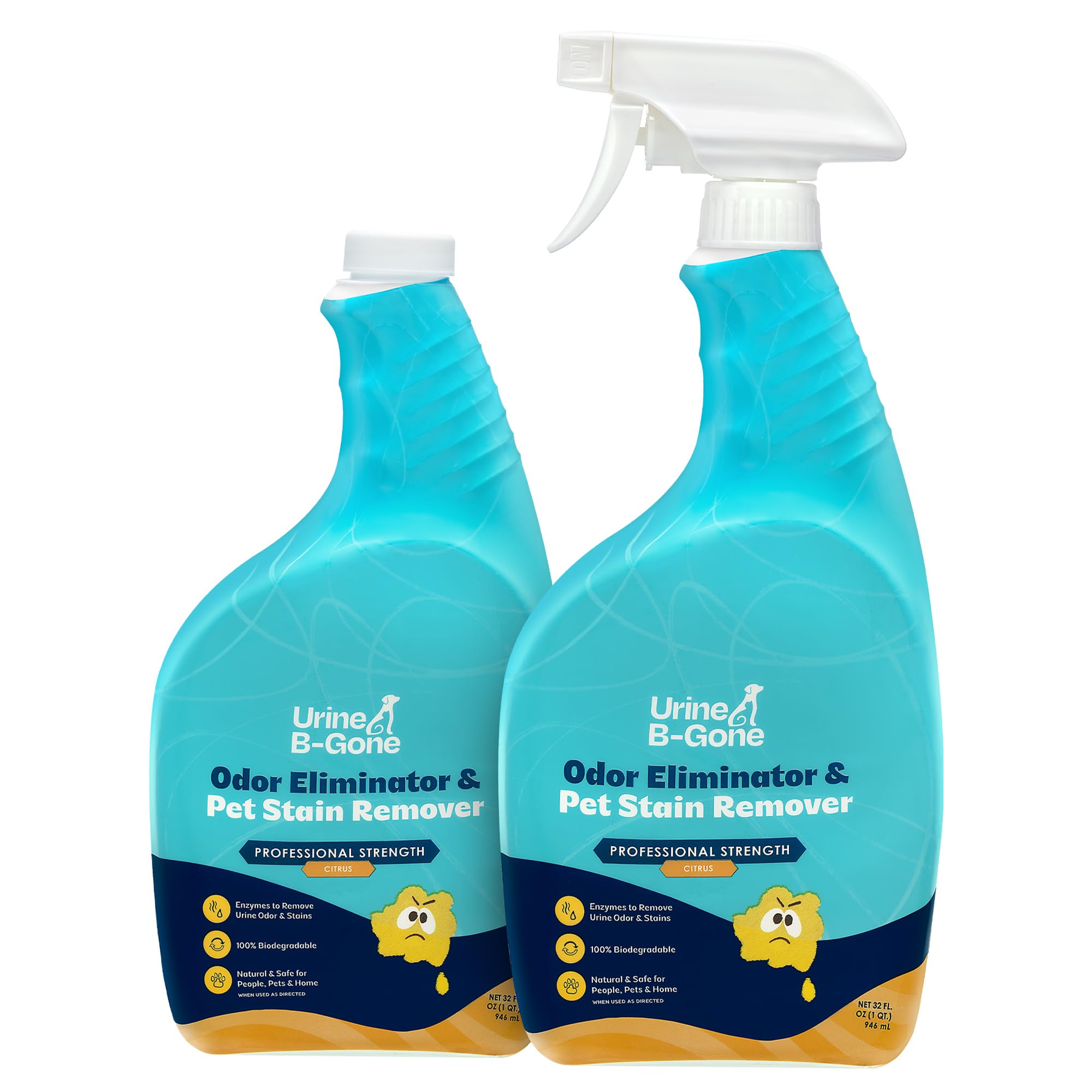 Urine B-Gone Enzyme Cleaner for Human &amp; Pet Urine, Citrus, 32 oz, 2-Pack