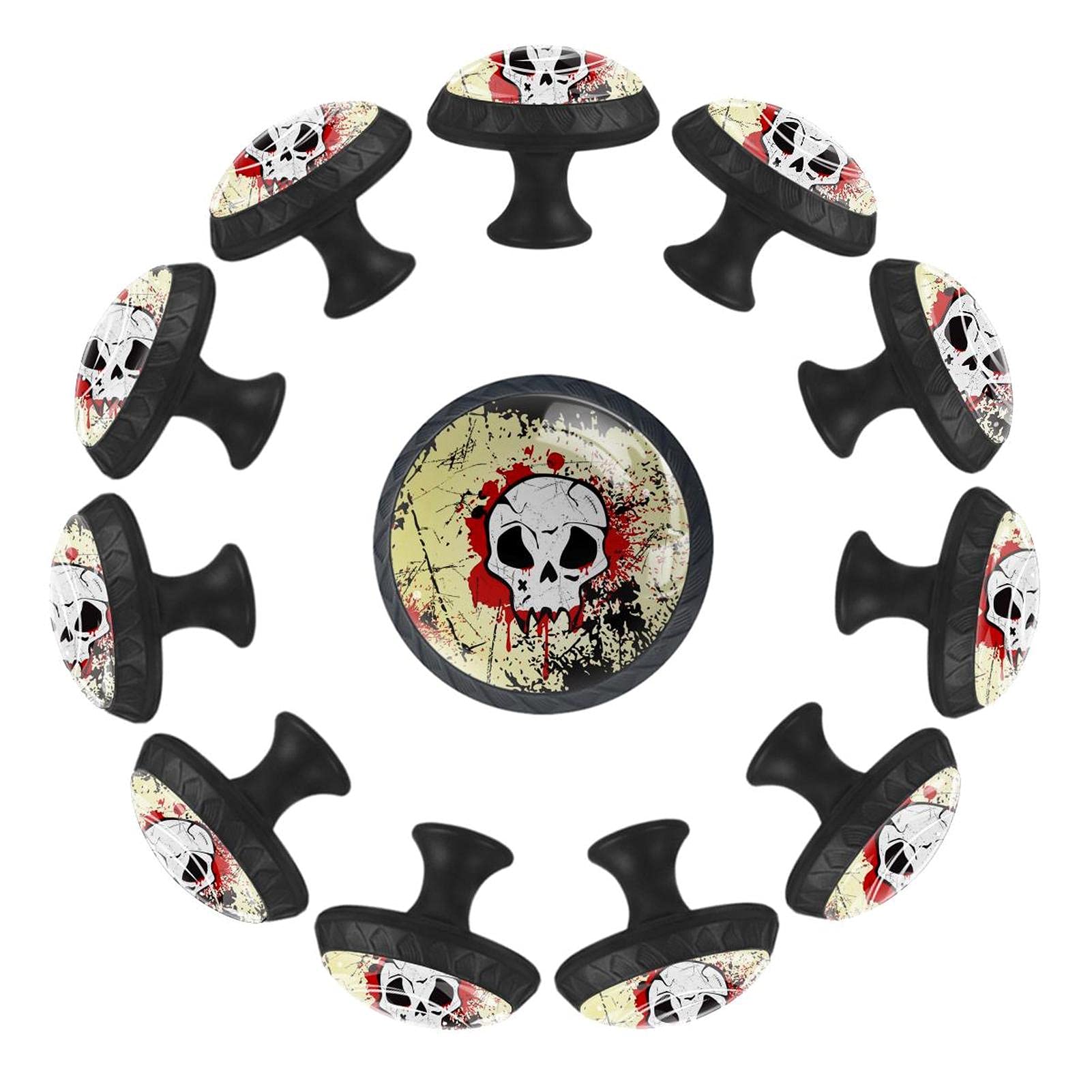 Boutons de tiroir crâne grunge pour commode enfant et chambre | Lot de 12