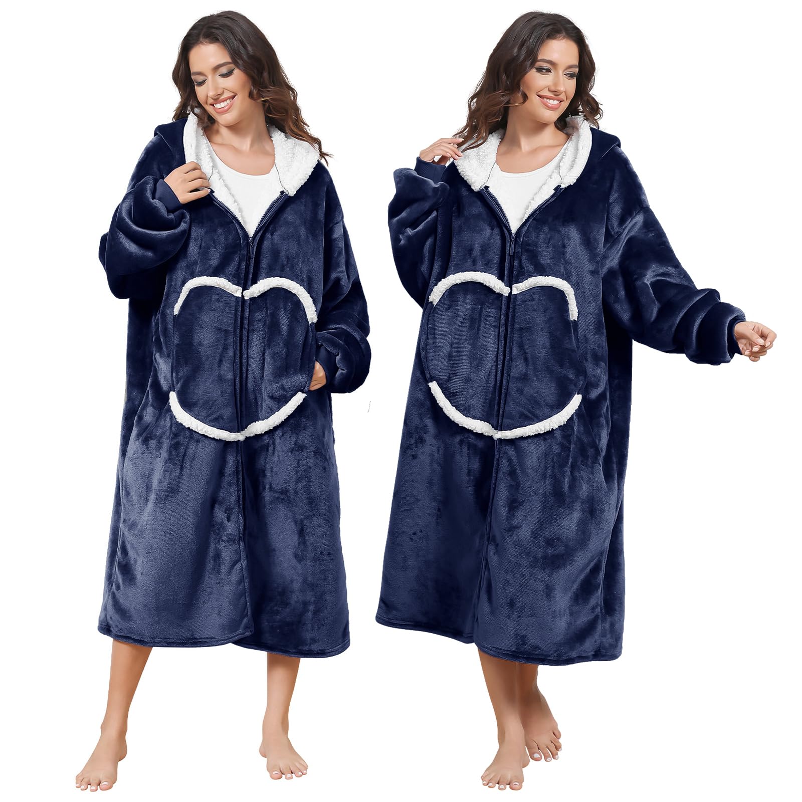 Wearab - Manta con capucha de gran tamaño, acogedora manta de franela con mangas y cremallera para mujeres, hombres y adolescentes (80 x 120 cm)