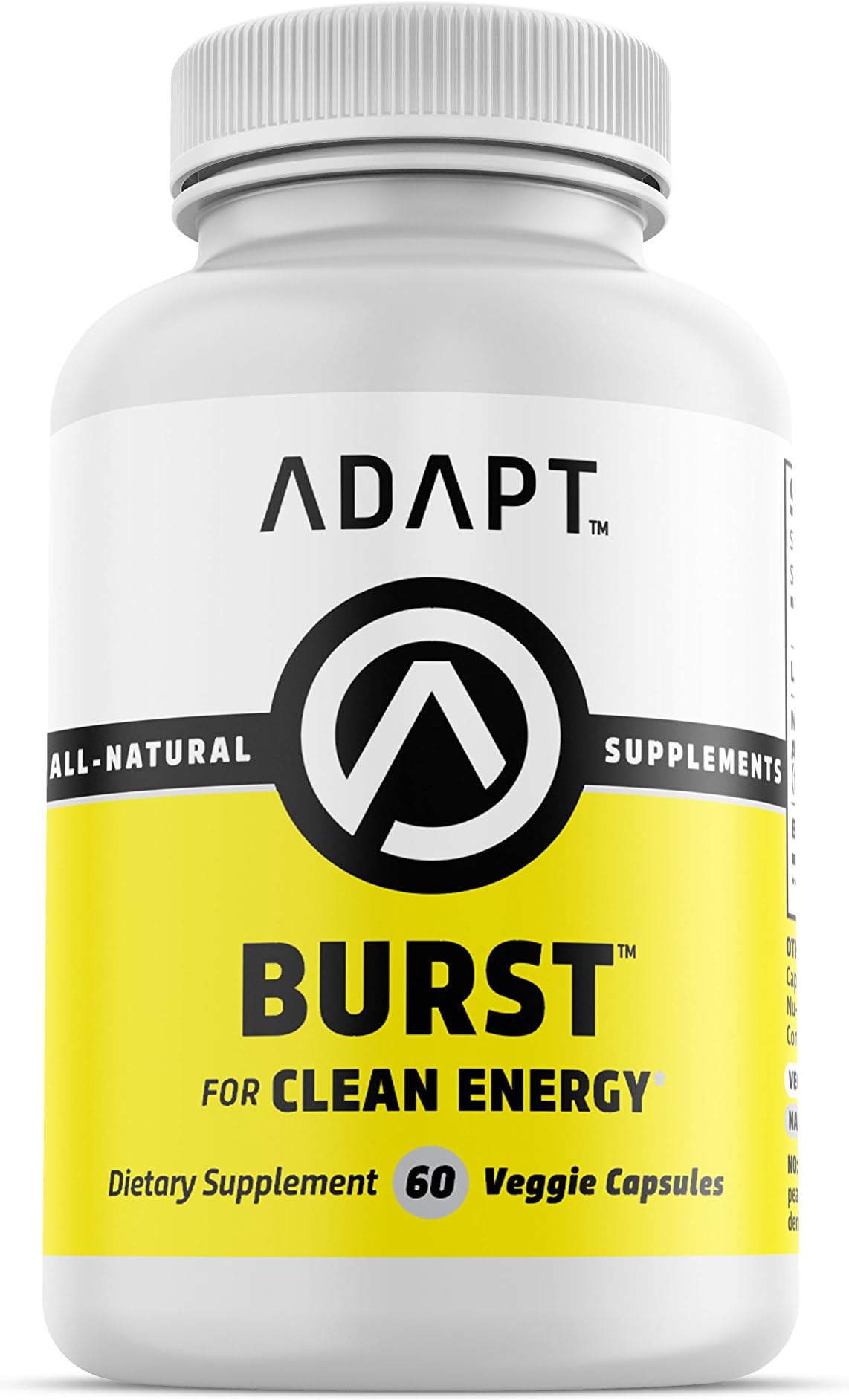 Adapt Burst | Natural Caffeine + L-Theanine 400mg | Formulated for Jitter-Free Energy | Enhanced Memory, Focus & Mental Performance Without Crash | 60 Gluten-Free Veggie Capsules