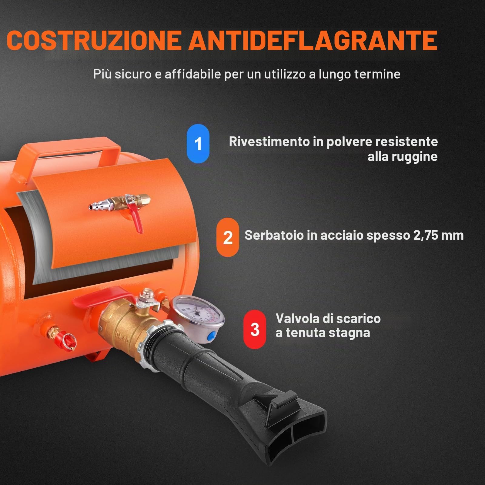 VEVOR Gonfiaggio pneumatici Gonfiaggio pneumatici Stallonatore 19 L, 400 x 535 x 295 mm Regolatore di talloni 85-116 psi Gonfiaggio pneumatici per auto, camion, fuoristrada e trattori