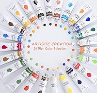 Vista 3 de Intoeffect - Juego de pintura acrílica de 24 colores tubos - pinturas acrílicas para pintar - Juegos de pintura no tóxica para niños, adultos