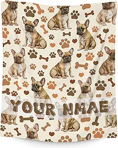 Custom Bulldog Blanket with Girls Boys, 50x60 Inches Blanket with Dogs on it, Cozy Soft Throw Gifts for Dog Lovers, Cute Flannel Throw Blankets for Bed Travel