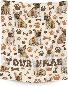 Custom Bulldog Blanket with Girls Boys, 50x60 Inches Blanket with Dogs on it, Cozy Soft Throw Gifts for Dog Lovers, Cute Flannel Throw Blankets for Bed Travel