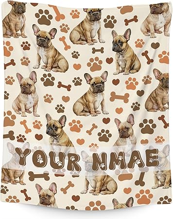 Custom Bulldog Blanket with Girls Boys, 50x60 Inches Blanket with Dogs on it, Cozy Soft Throw Gifts for Dog Lovers, Cute Flannel Throw Blankets for Bed Travel