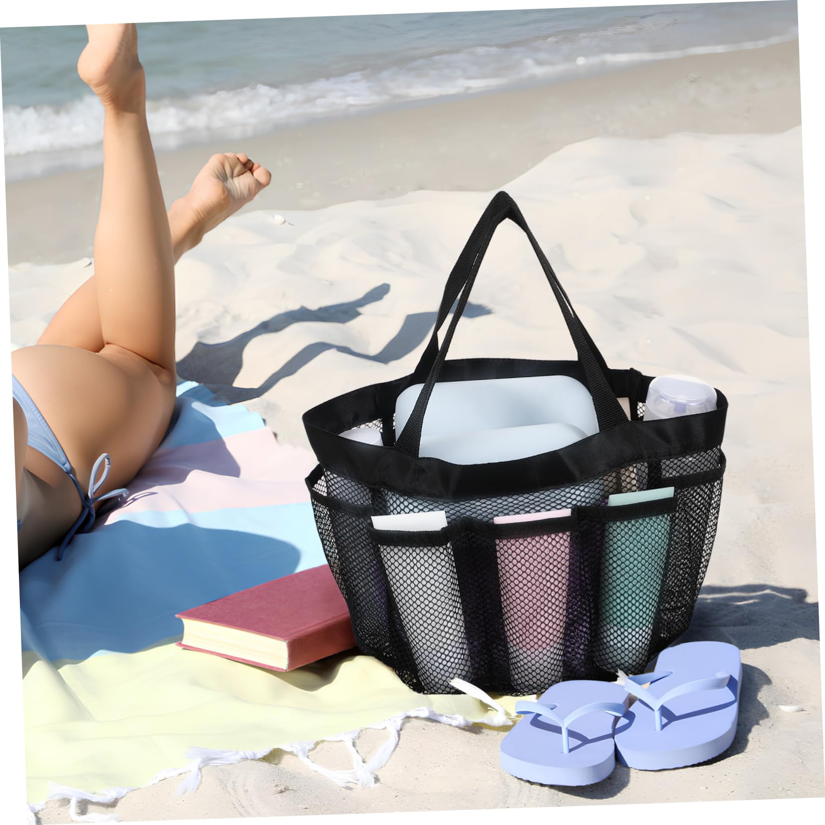 Healeved 3pezzi Borsa Da Spiaggia in Rete Borsa Rete Per Mare Leggera e Grande Capacità Resistente e Versatile Per Vacanze Al Mare e Gite in Piscina
