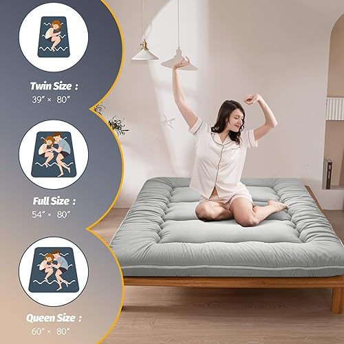 Miniatura 2 de MAXYOYO Colchón japonés extra grueso de 6 pulgadas, colchón de tatami plegable para adultos, cama enrollable para habitación de invitados,