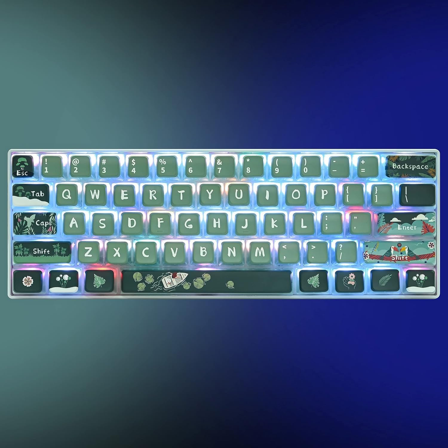 Green Pudding Keycaps - PBT Translucent 118 Key ASA Profile Keycap Set for 60 Percent Mechanical Keyboards (Green Forest)