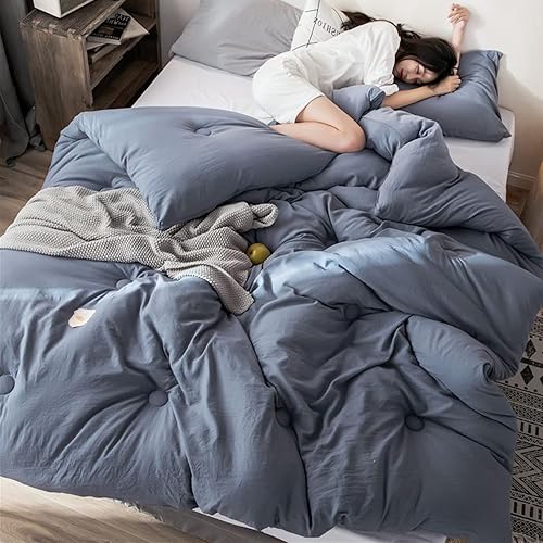 Miniatura 3 de Edredón de plumón de algodón tamaño matrimonial de 59 x 78 pulgadas, edredón blanco tamaño matrimonial, edredón de plumón de ganso de invierno, con