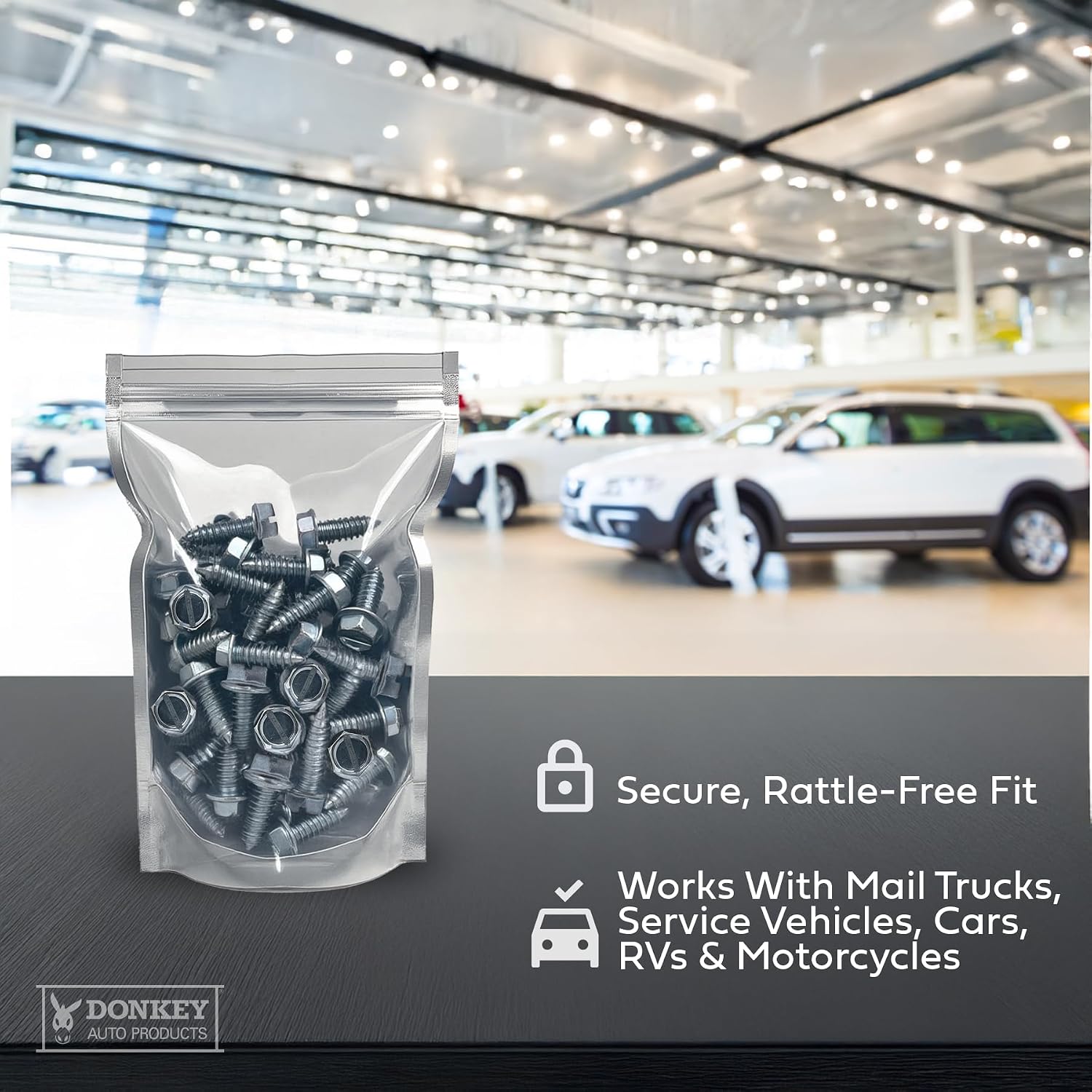 License Plate Screws - Slotted Hex Head - Metric - 6mm x 16mm - For Vehicles (100 per Pack)