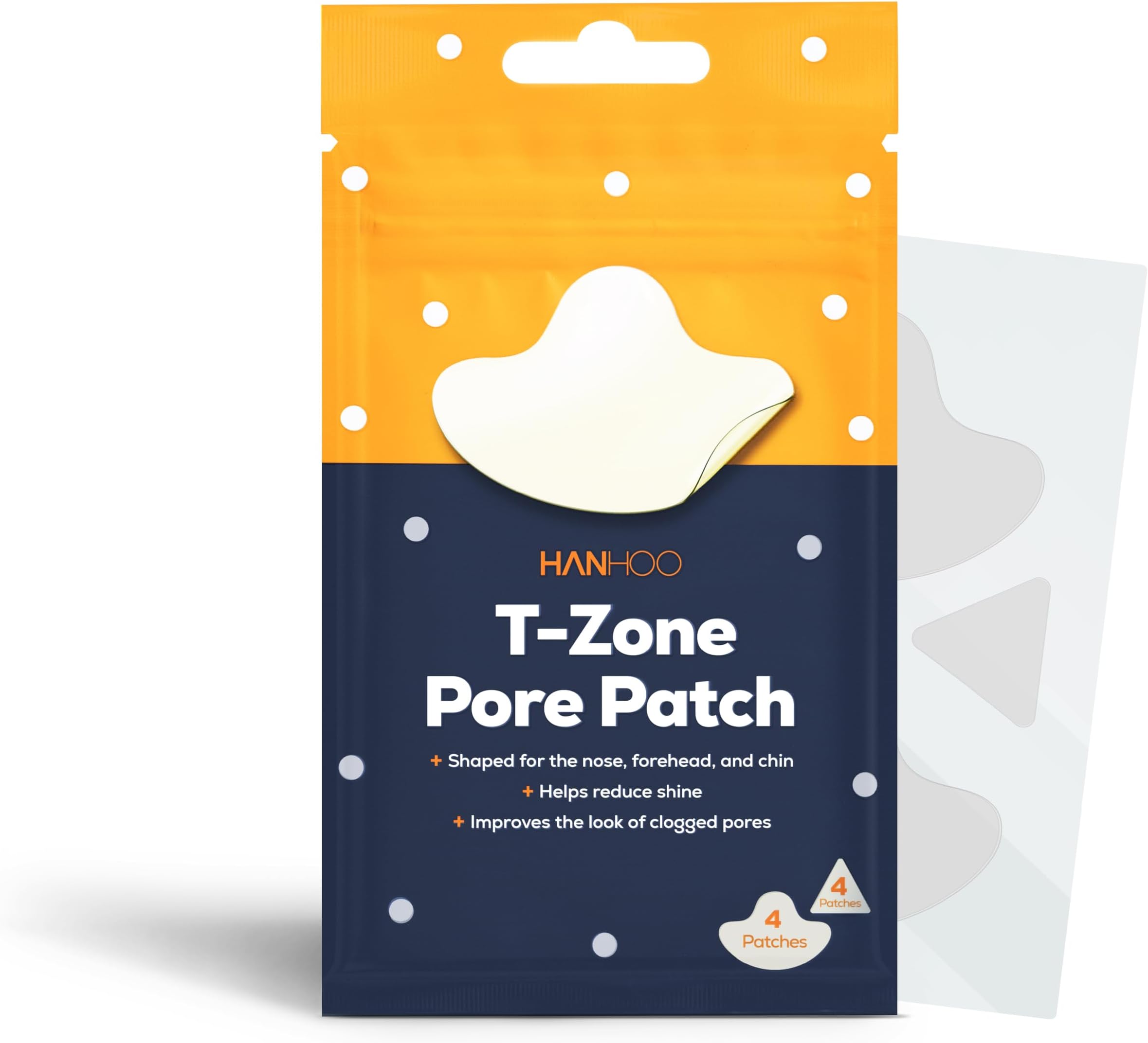 HANHOO T-Zone Pore Patch, 4 Pore Patches and 4 Triangle Blemish Patches, Improves Look of Clogged Pores, Mattifies, Shrinks Pimples on T-Zone, Blackhead and Acne Treatment, Korean Skincare