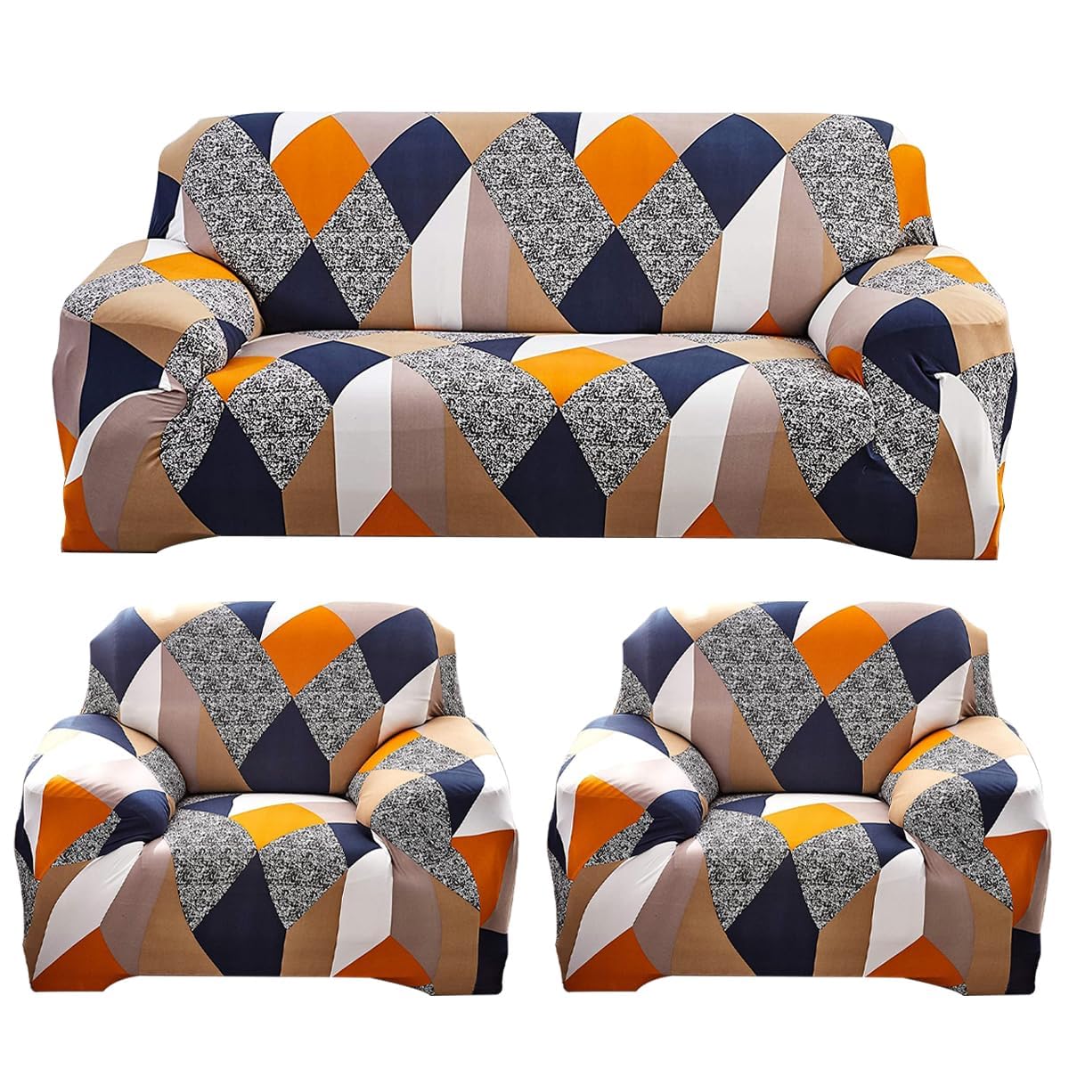 Gifts Island® Sofa Cover 3 Seater and 2 Seater Fully Covered Universal 5 Seater Sofa Cover Non-Slip Sticky Elastic Stretchable Sofa Set Slipcover Protector for (3+1+1 Seater), Orange Prism (B0CSBNMSD1) Amazon Price History, Amazon Price Tracker