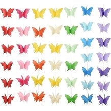 Suxgumoe 7 Colors 79 Inch 3D Butterfly Banner Paper Butterfly Garland Hanging Decoration for Wedding Baby Shower Birthday