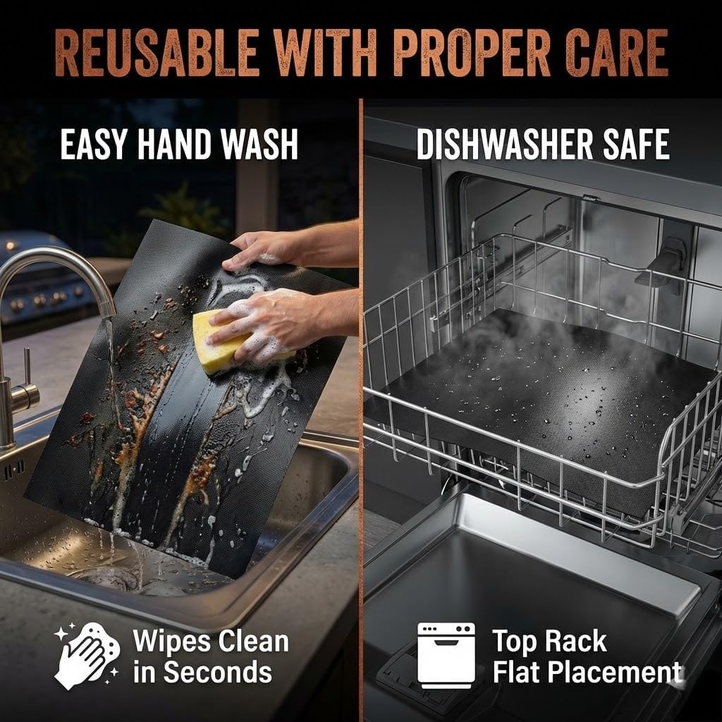 Grill Mats for Outdoor Grill (10 Pack) - Non Stick Reusable Grill Sheets & BBQ Accessories - Easy to Clean Cooking Liners for Gas, Charcoal, Electric - 15.75 x 13 Inch - Image 5