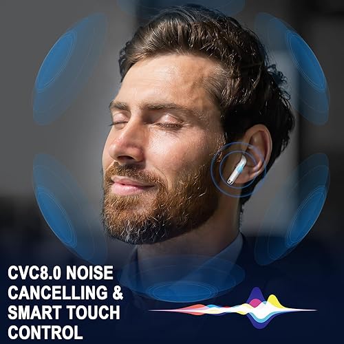 Miniatura 5 de Jxrev Auriculares inalámbricos, auriculares Bluetooth 5.4 estéreo de alta fidelidad, auriculares intraurales con 4 micrófonos ENC con cancelación de