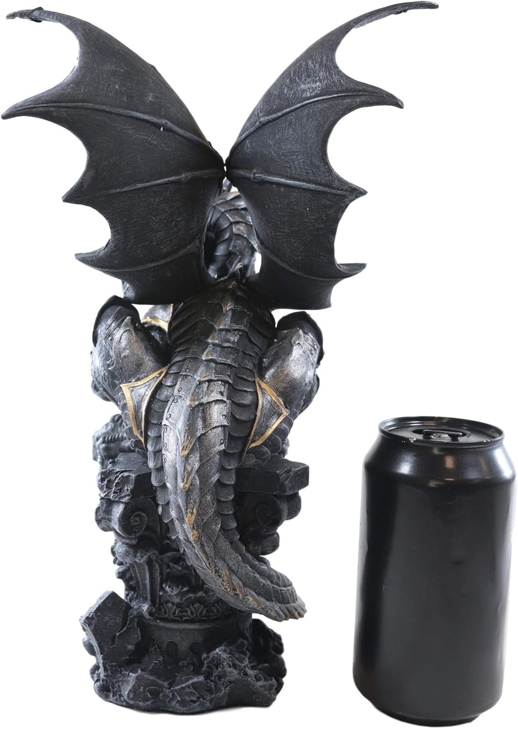 Ebros Metallo Gray Steampunk Robotic Dragon Perching On Gothic Pillar Tea Light Candle Holder Statue 11.5" Tall Dungeons Dragons Myths and Legends Figurine