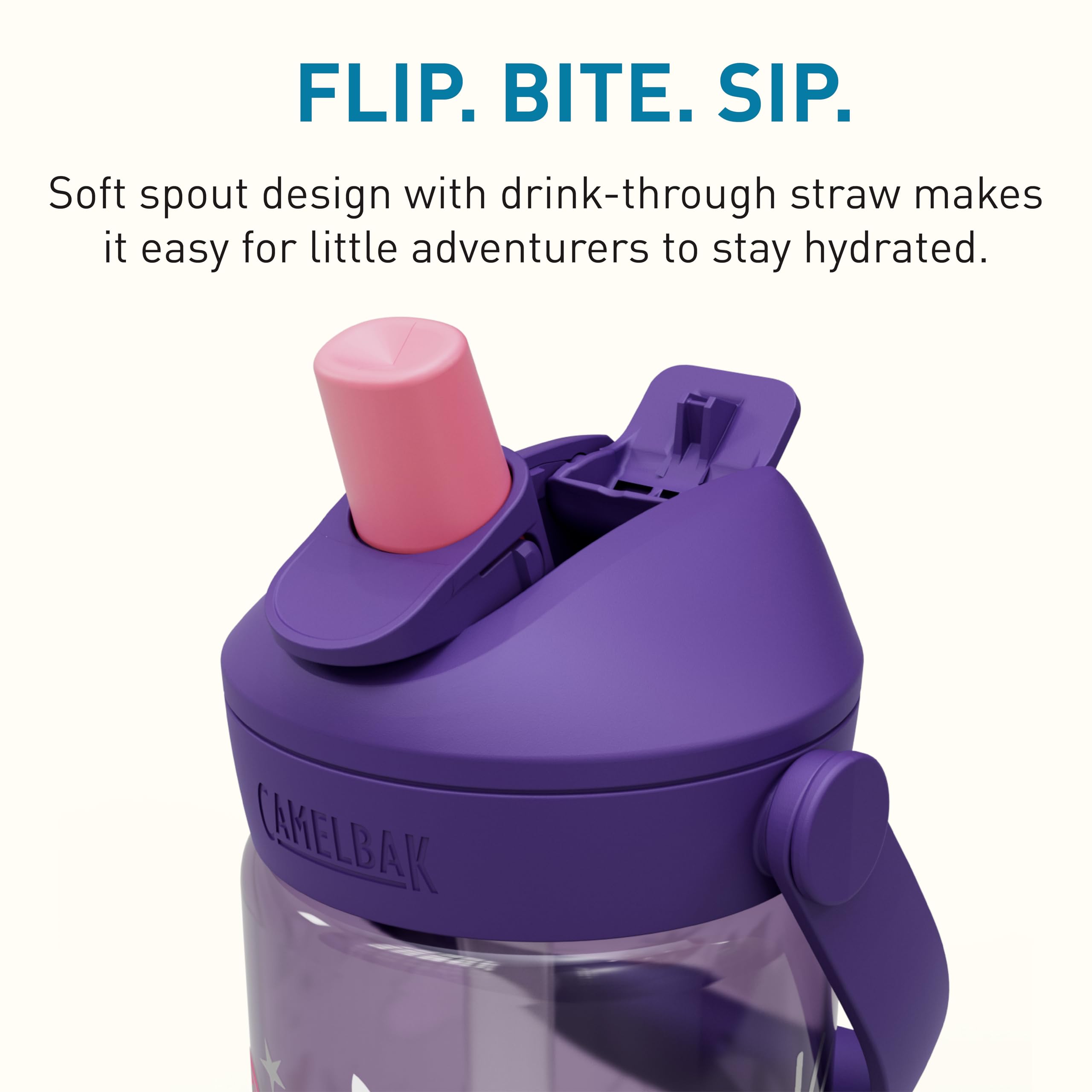 CAMELBAK THRIVE FLIP STRAW KIDS 14OZ – bouteille de sport – étanche – taille adaptée aux enfants – fermeture facile à boire – Unicorn Party, taille: OS