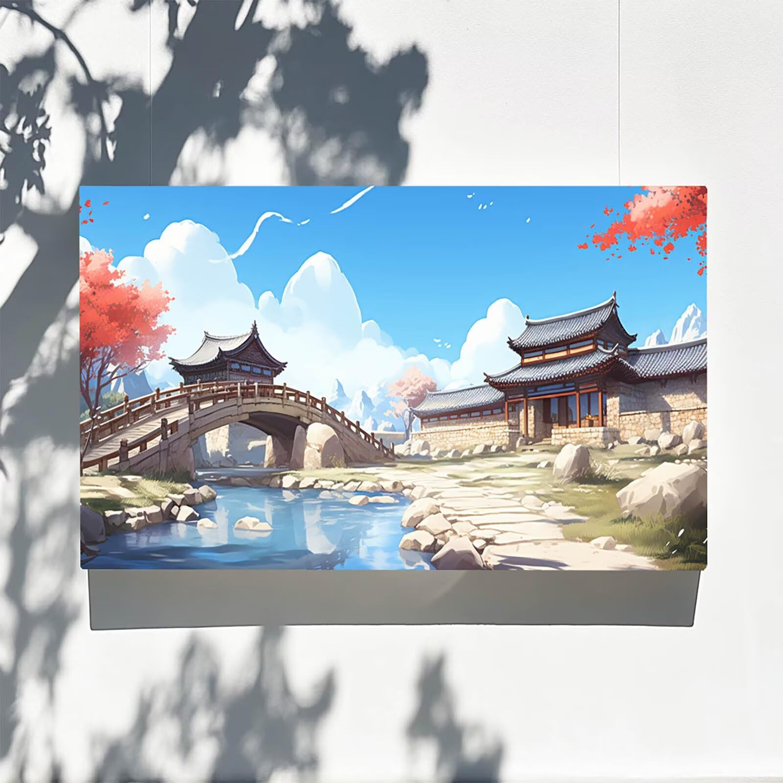 DIY Malen nach Zahlen Erwachsene BrüCke Malen nach Zahlen ab 7 jahre Mädchen Landschaft Kreativ set für Erwachsene mit Leinwand Acrylfarben set und Pinsel,Bastelset zum Bemalen,Wanddeko 80X160cm 7-1-0