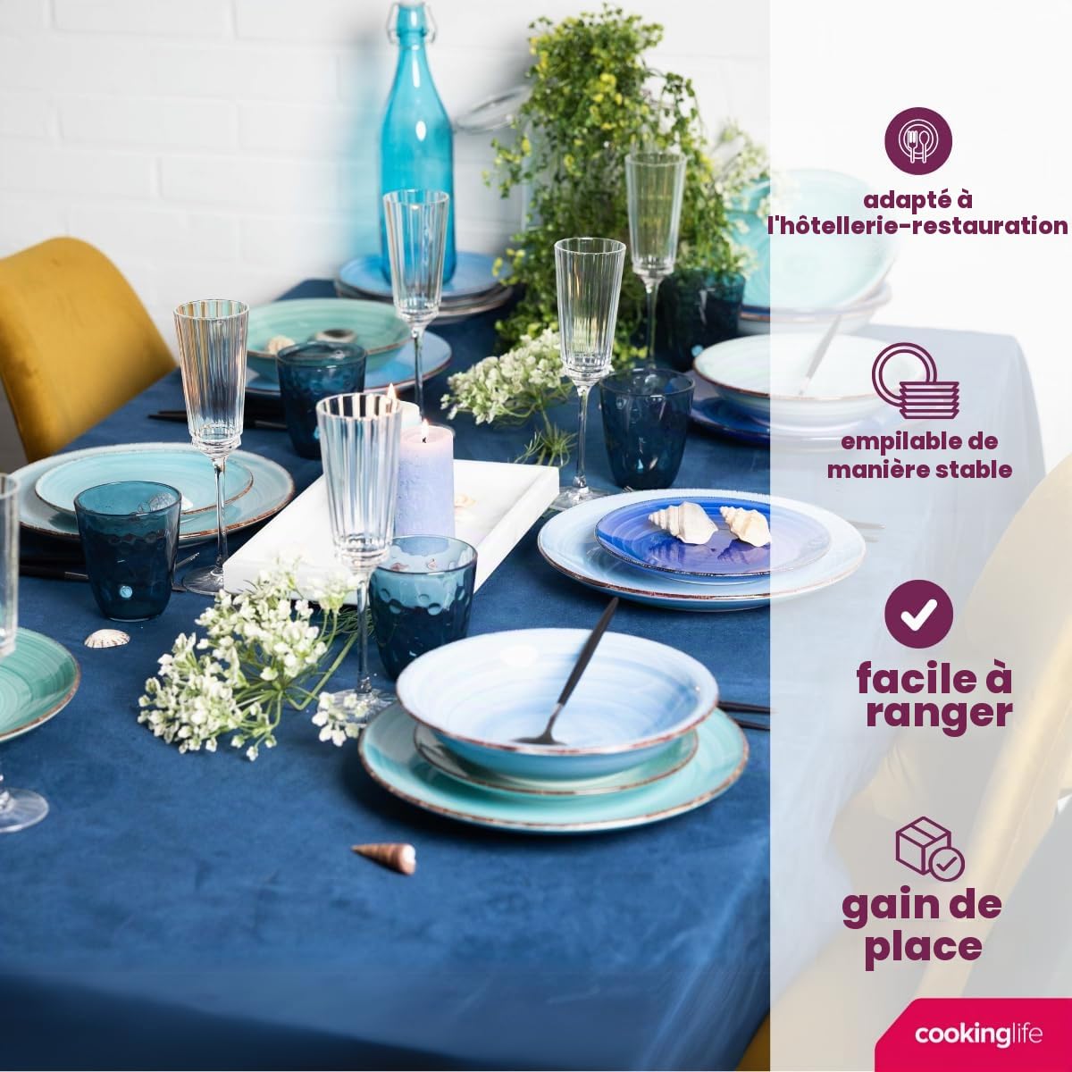 Assiettes à pâtes Studio Tavola Ocean Blue ø 23 cm - 6 pièces