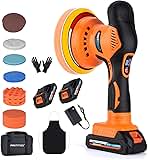 Cordless Car Buffer Polisher w/ 2x2000mAh 21V Batteries, 6 Inch Car buffer Waxer Kit, Car Polishing Machine w/ Extra 18 PCS Attachments & 6 Variable Speed, Car Buffer Polisher for Car Detailing