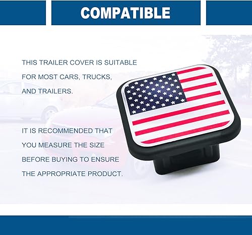 Miniatura 6 de 1 enchufe a prueba de polvo para gancho de remolque, cubierta de tubo de enganche de remolque con bandera estadounidense de Estados Unidos, cubierta