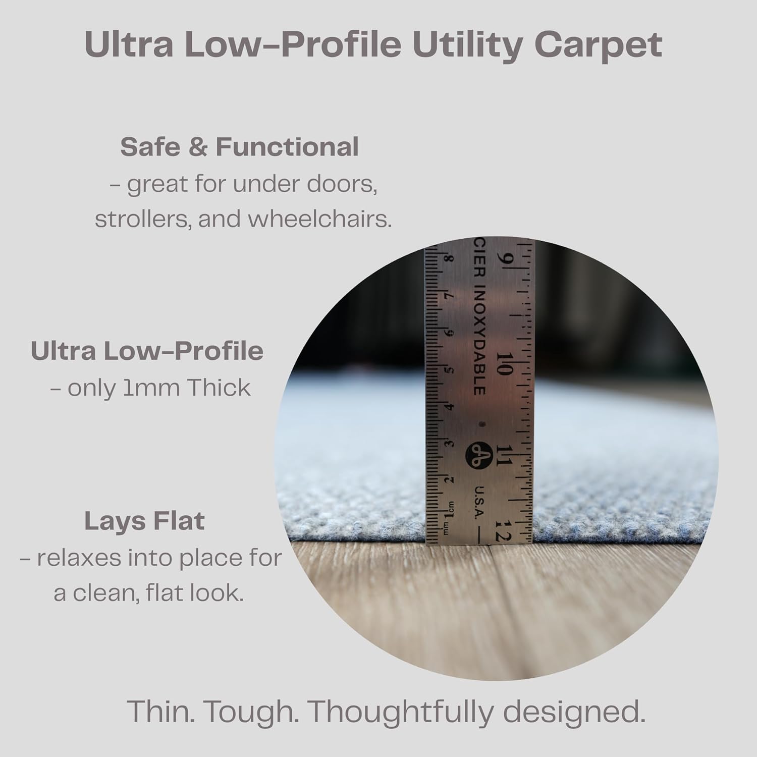 iCustomRug Hallway Runner Rug – 3x10ft Grey, Indoor/Outdoor, Non-Slip Rubber Backing, Low-Profile All-Weather Carpet, Non-Shedding & Easy Care, Entryway Mat Ideal for High Traffic Areas