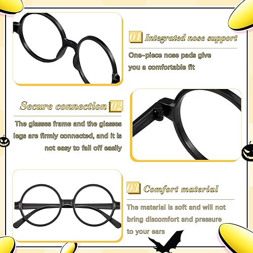 Miniatura 3 de Flutesan Varita de mago, recuerdos de fiesta para niños, lápices de varitas, escoba de bruja, lápiz y gafas con marco redondo sin lentes,