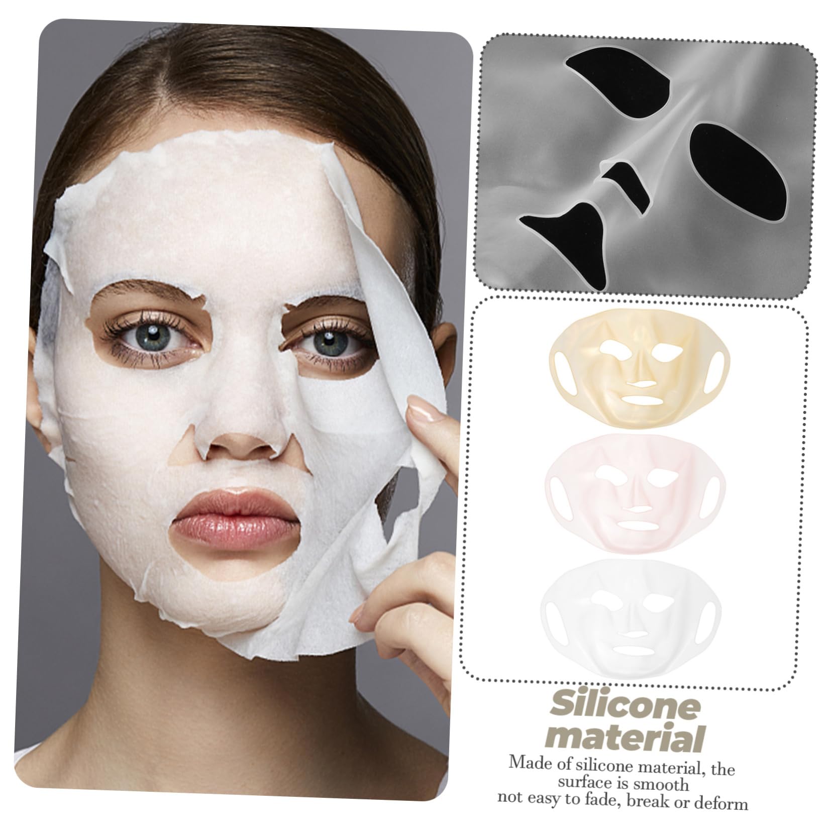 5 Set Maschere Visage Silicone Riutilizzabili Copertura Idratante Per Bellezza E Comfort Per Uso E Trattamenti Bellezza 3 Pezzi * 5