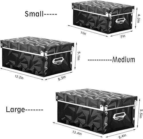 Miniatura 4 de XUCHUN Cajas de almacenamiento plegables con tapas, paquete de 3 contenedores de almacenamiento plegables de plástico con asas para ropa,