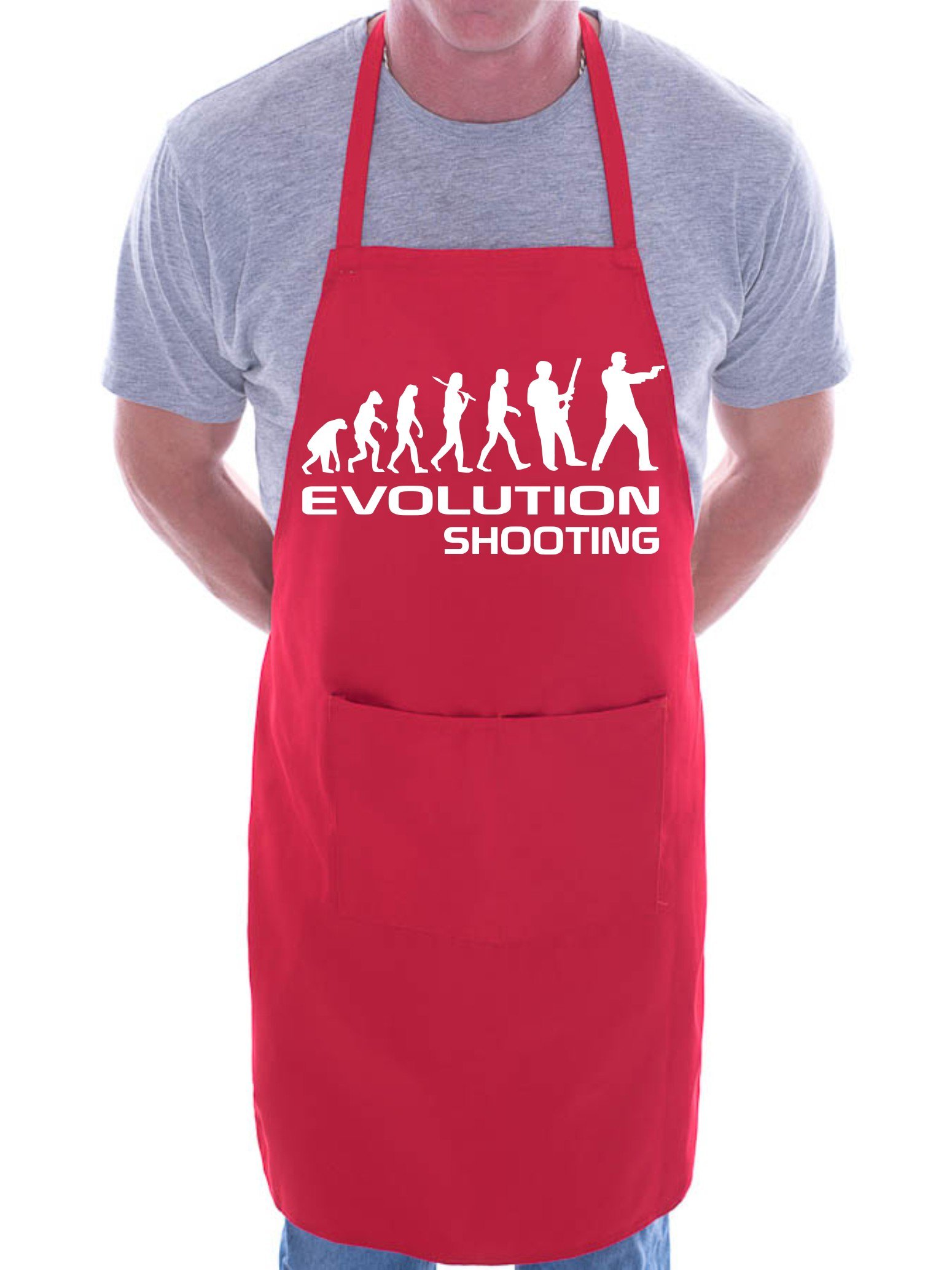 Print4u Men's Red Evolution Of Shooting Bbq Cooking Funny Novelty Apron